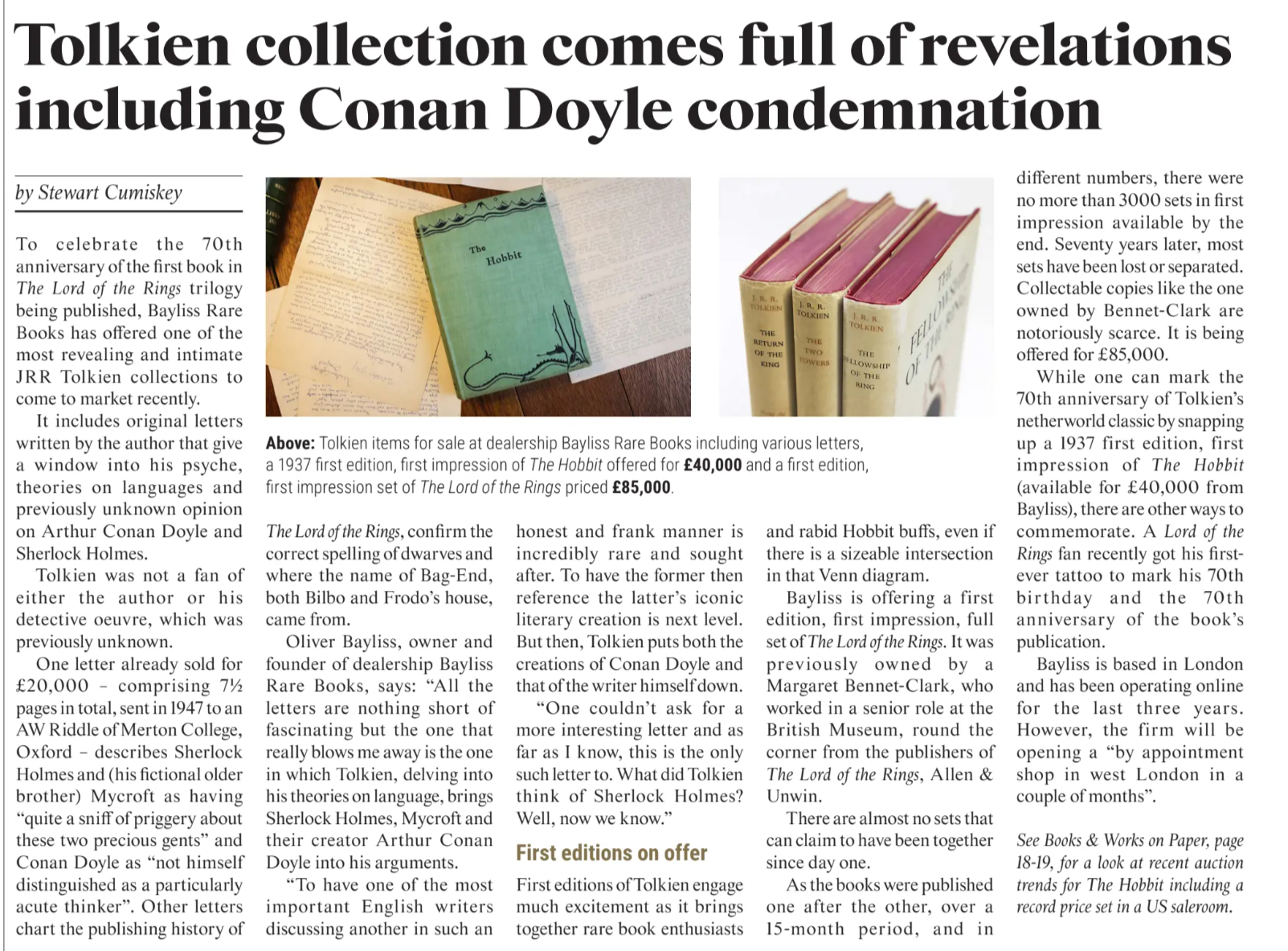 Antiques Trade Gazette: JRR Tolkien letter taking a swipe at Conan Doyle sells for £20,000